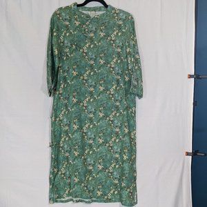 NWOT BEAUTIFUL CHINESE QIPAO/CHEONGSAM BLUE FLORAL HANDMADE SIZE LARGE